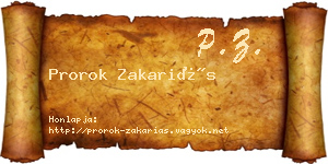 Prorok Zakariás névjegykártya